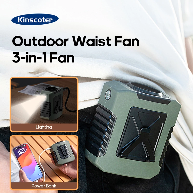 Waist-hanging fan: an all-around cooling assistant for outdoor camping, 3-in-1 function frees your hands
